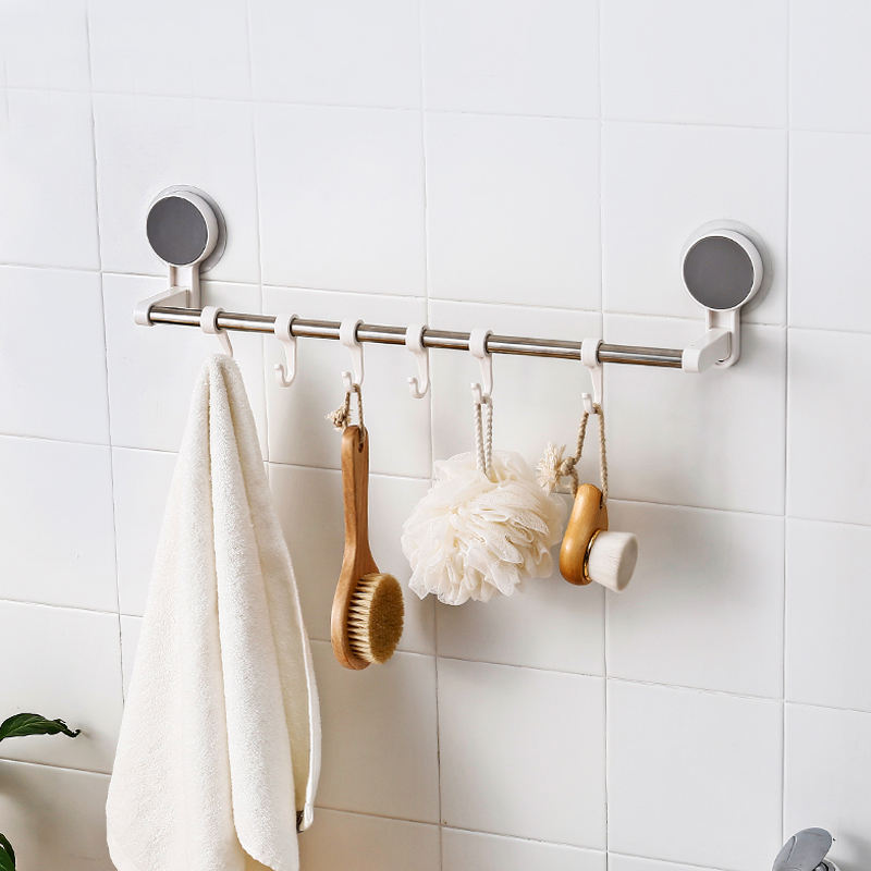 후크가 있는 접착식 벽걸이형 랙