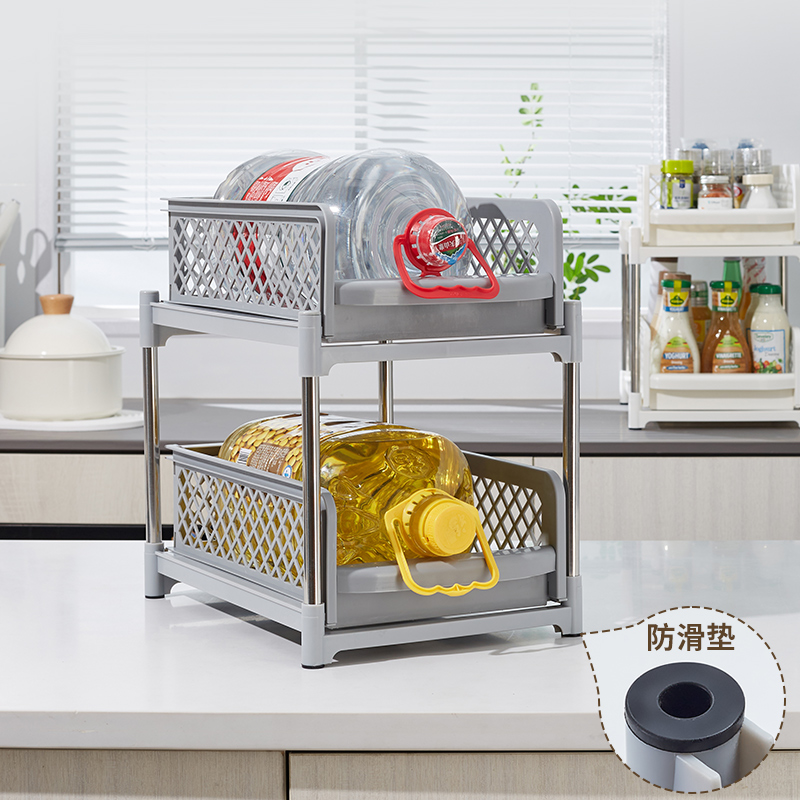 서랍이 있는 언더싱크 보관 랙