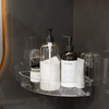진공 흡입 코너 샤워 캐디 도매 아크릴 욕실 코너 스토리지 흡입 컵 샤워 주최자 선반 벽 선반