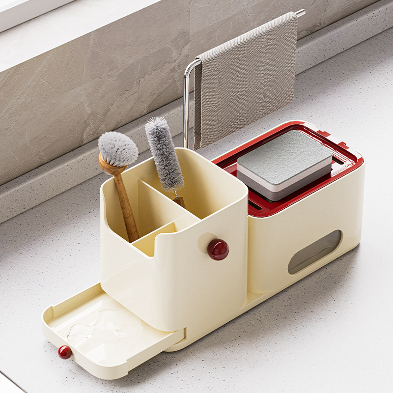 주방 액세서리 정리 스폰지 4 in 1 폼 접시 비누 디스펜서