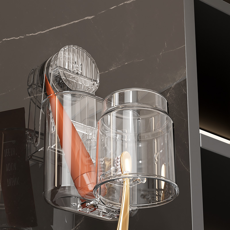 진공 흡입 각도 욕실 도매 아크릴 욕실 스토리지 흡입 컵 칫솔 스토리지 랙 벽 랙