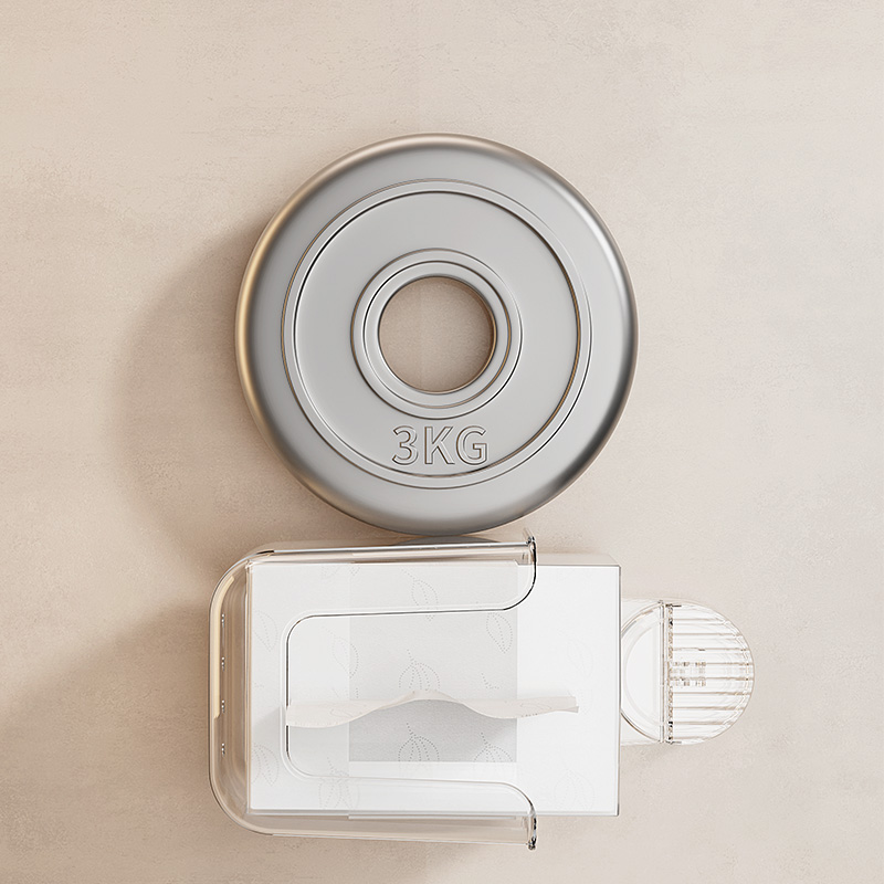 얼굴 조직과 조직을 보관하는 데 사용되는 아크릴로 만든 흡입 컵 벽 장착형 티슈 상자