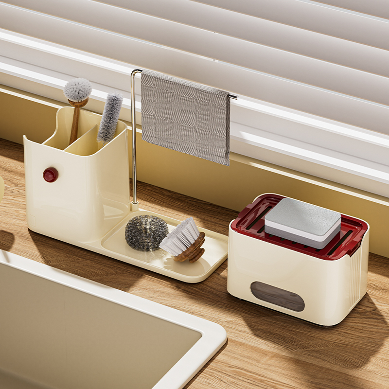 주방 액세서리 정리 스폰지 4 in 1 폼 접시 비누 디스펜서