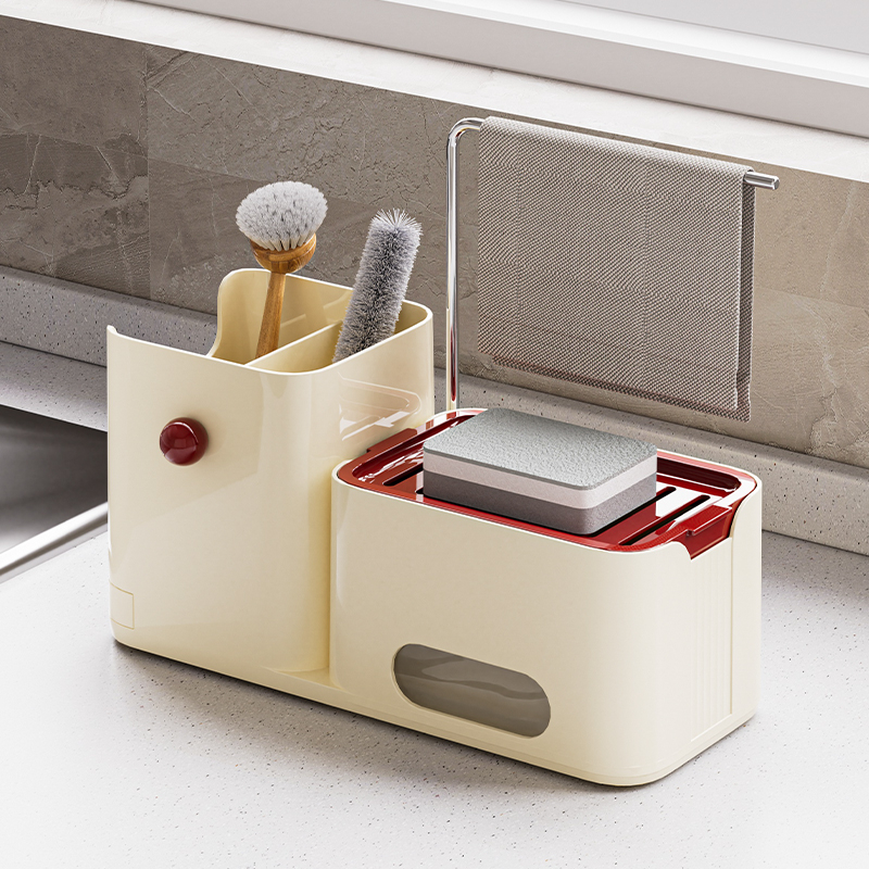 주방 액세서리 정리 스폰지 4 in 1 폼 접시 비누 디스펜서